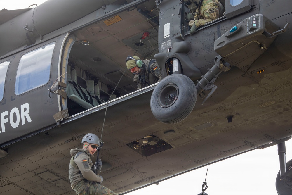 Building Bonds in the Sky: U.S. and German Soldiers Conduct Joint Rappelling Training