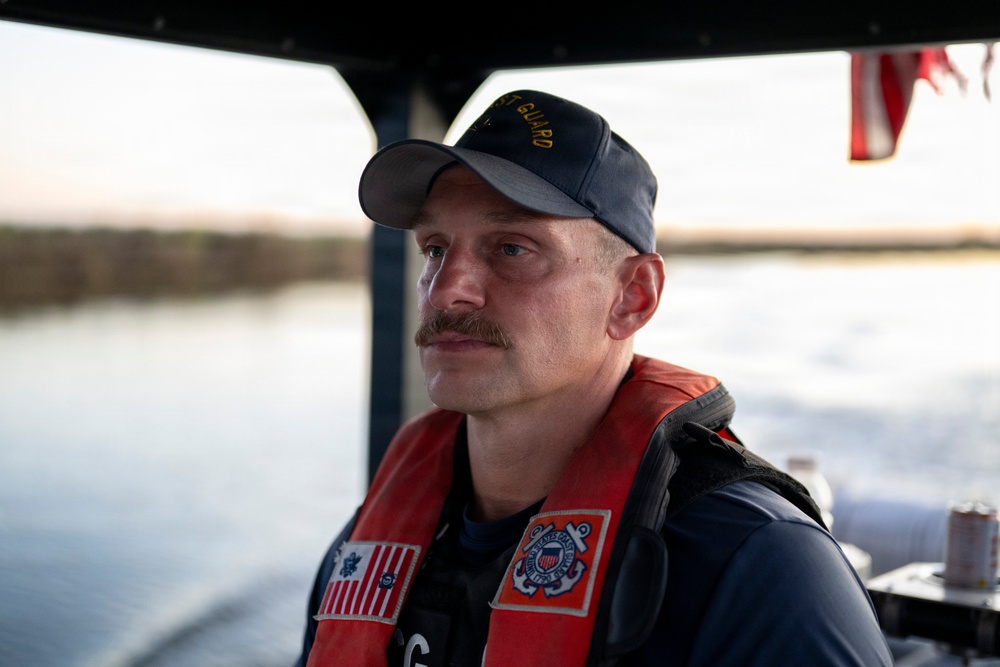Coast Guard members patrol Rio Grande near Starbase, Texas