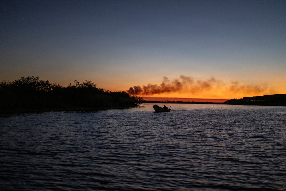 Coast Guard members patrol Rio Grande near Starbase, Texas