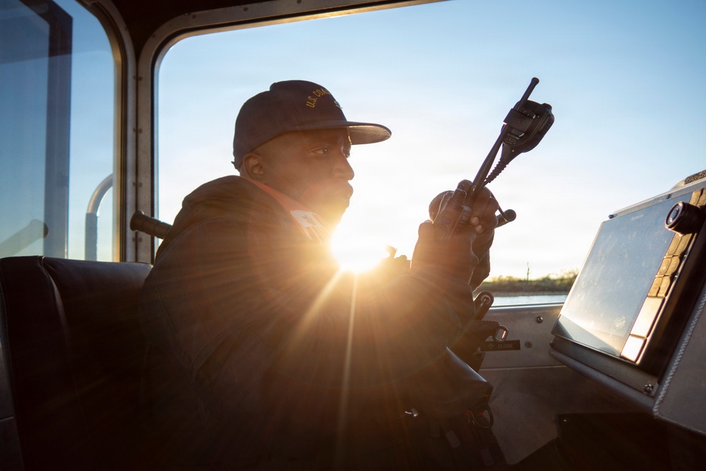 Coast Guard members patrol Rio Grande near Starbase, Texas