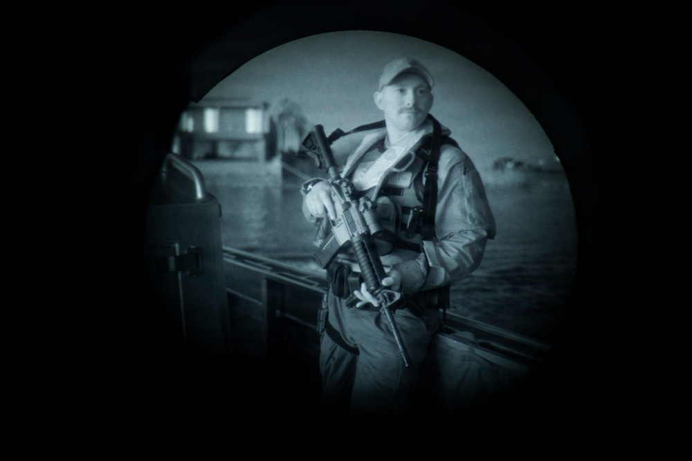Coast Guard members patrol Rio Grande near Starbase, Texas