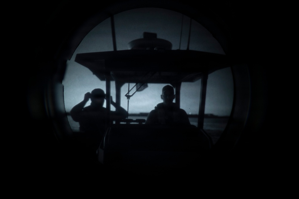 Coast Guard members patrol Rio Grande near Starbase, Texas