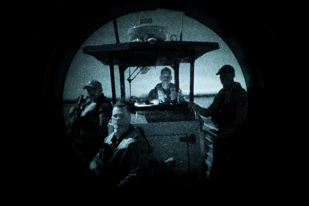 Coast Guard members patrol Rio Grande near Starbase, Texas