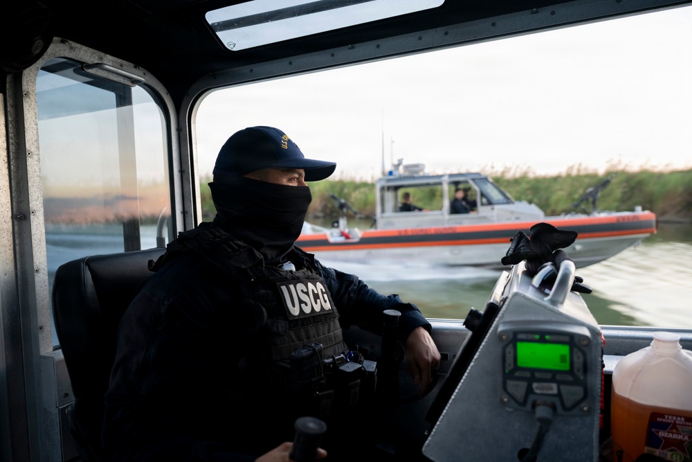 Coast Guard members patrol Rio Grande near McAllen, Texas
