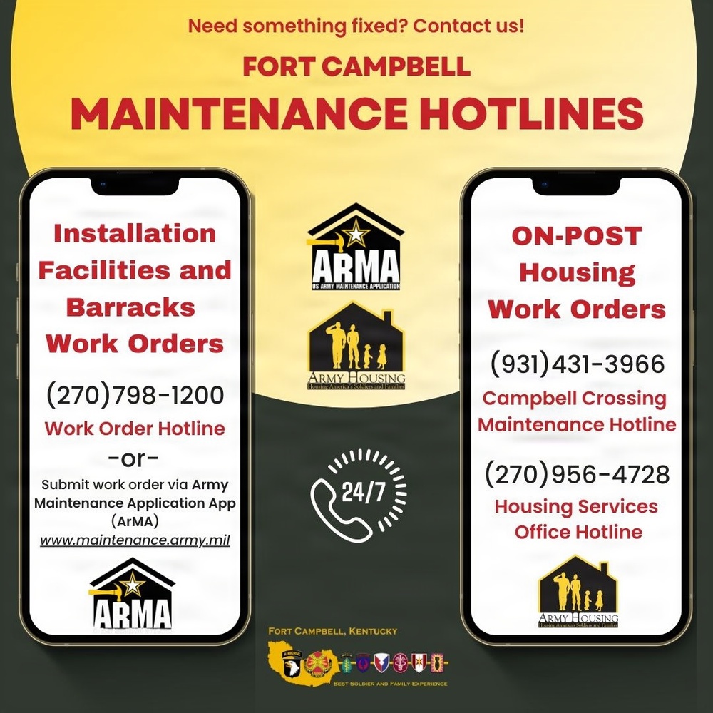 Fort Campbell Maintenance Hotlines