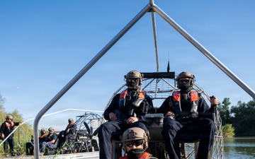 Coast Guard members conduct Rio Grande patrol using airboats