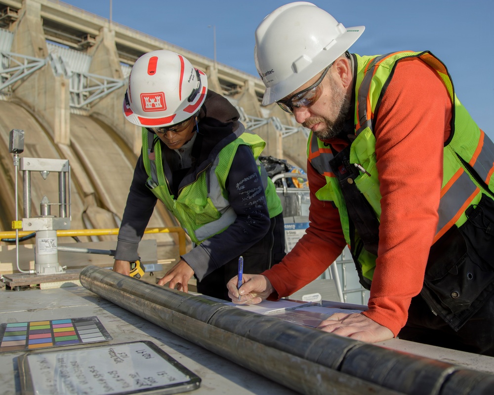 Drilling for data: Tulsa District takes rock core samples from Keystone Dam stilling basin