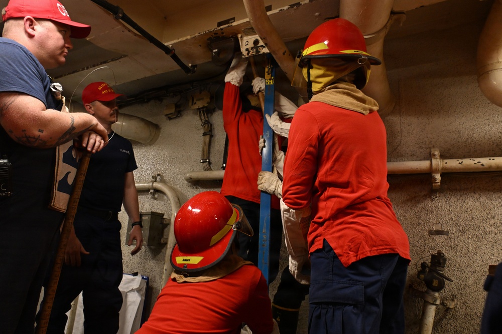 USCGC Polar Star (WAGB 10) conduct damage control drills during Operation Deep Freeze 2026