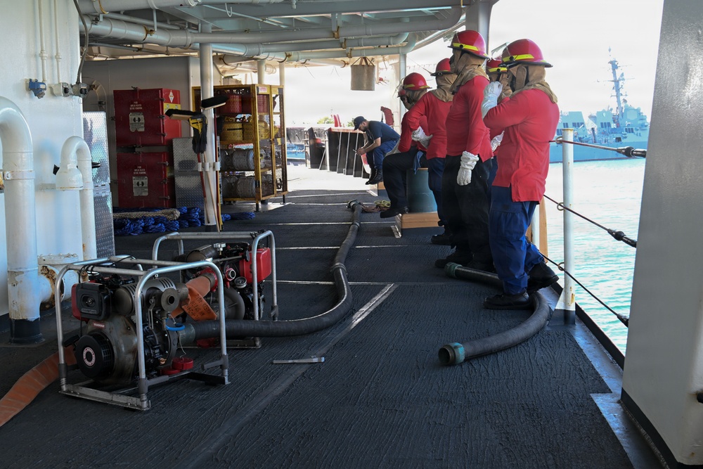 USCGC Polar Star (WAGB 10) conduct damage control drills during Operation Deep Freeze 2026