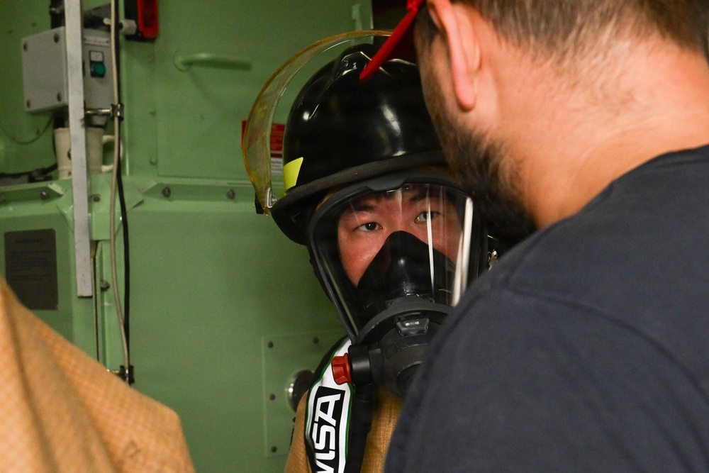 USCGC Polar Star (WAGB 10) conduct damage control drills during Operation Deep Freeze 2026