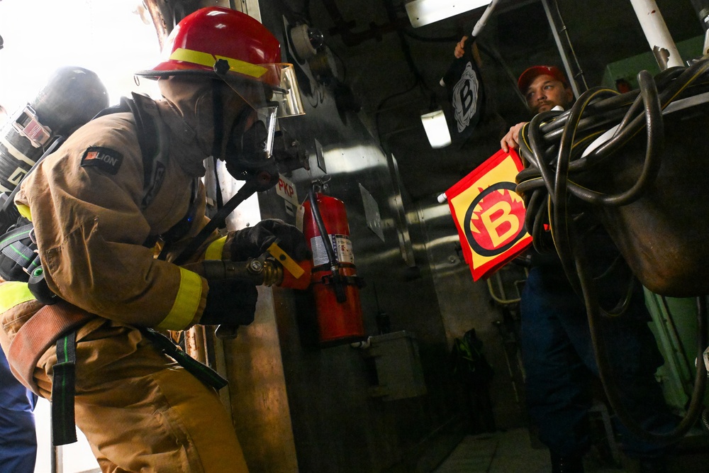 USCGC Polar Star (WAGB 10) conduct damage control drills during Operation Deep Freeze 2026