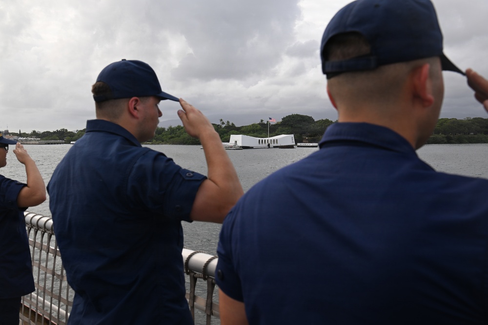 USCGC Polar Star (WAGB 10) renders honors to USS Arizona during Operation Deep Freeze 2026