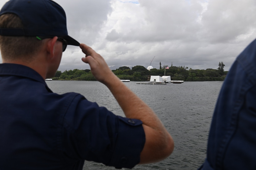 USCGC Polar Star (WAGB 10) renders honors to USS Arizona during Operation Deep Freeze 2026