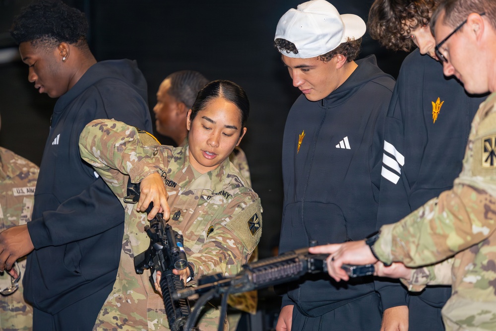 Tony the Tiger Sun Bowl athletes engage with 11th ADA Brigade Soldiers at Fort Bliss