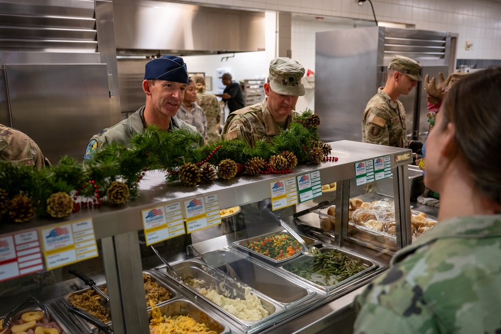 Members of 125th Fighter Wing Leadership Serve Holiday Meals to Airmen