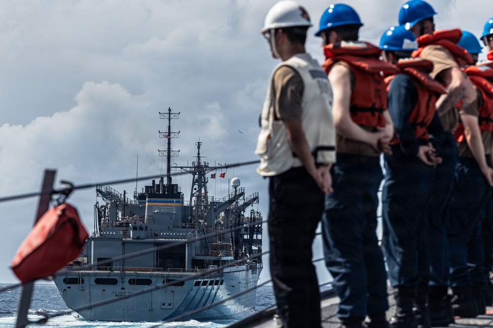 USS Bainbridge Replenishment-at-Sea with USNS Supply