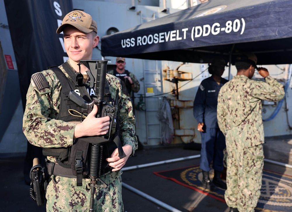 USS Roosevelt (DDG 80) Sailor Stands Watch in Manama, Bahrain