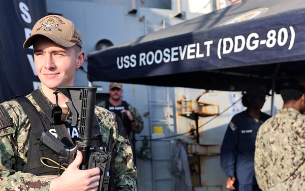 USS Roosevelt (DDG 80) Sailor Stands Watch in Manama, Bahrain