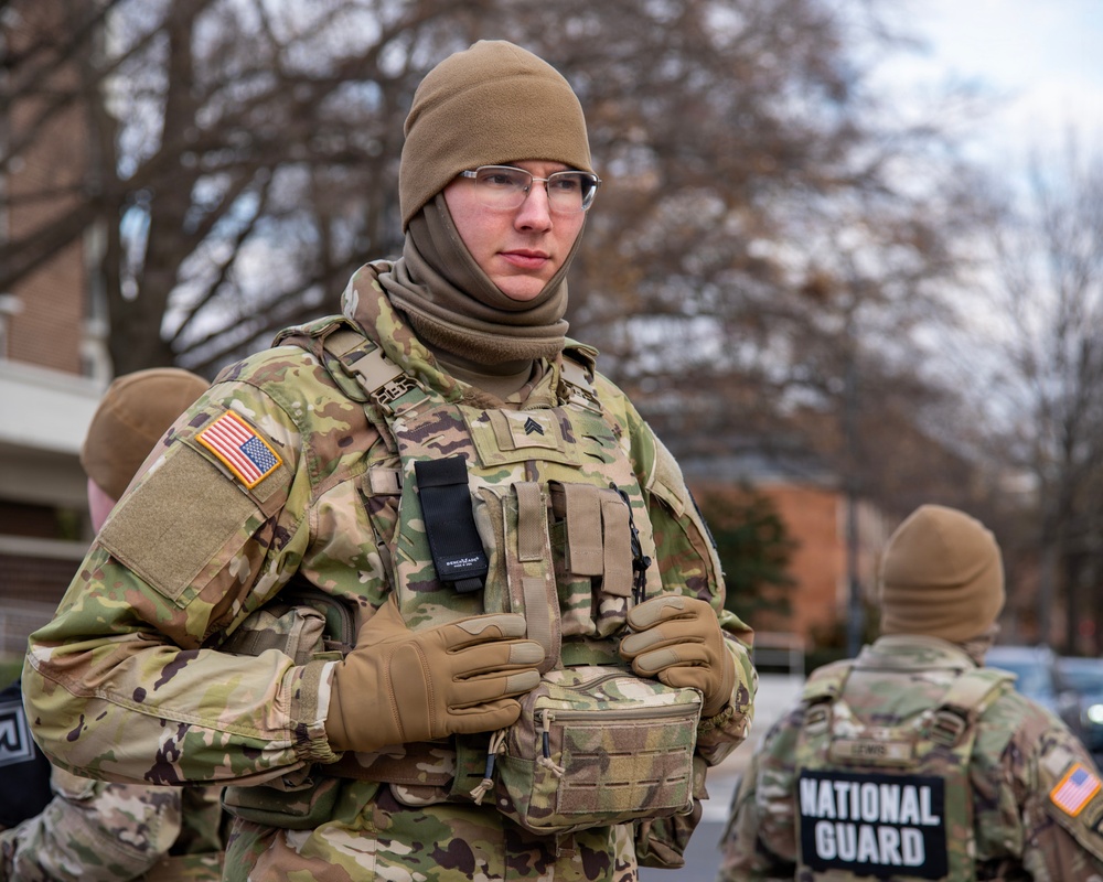 Soldiers patrol the streets in Washington DC