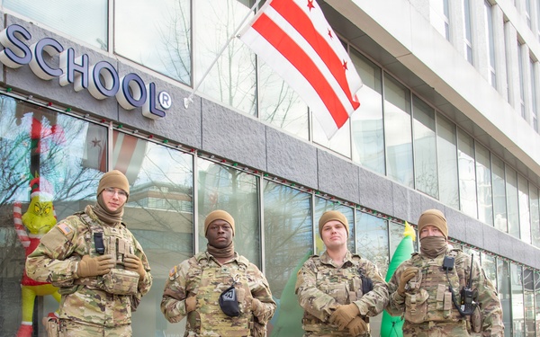 Soldiers patrol the streets in Washington DC