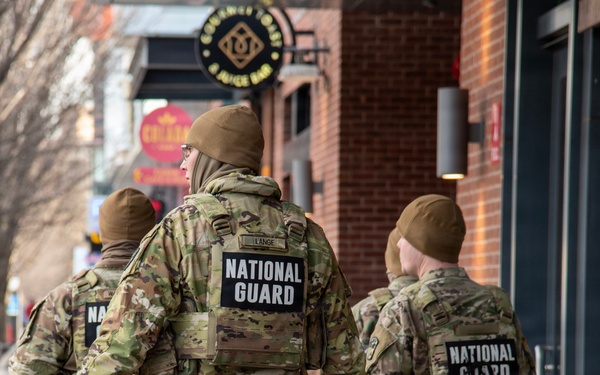 Soldiers patrol the streets in Washington DC
