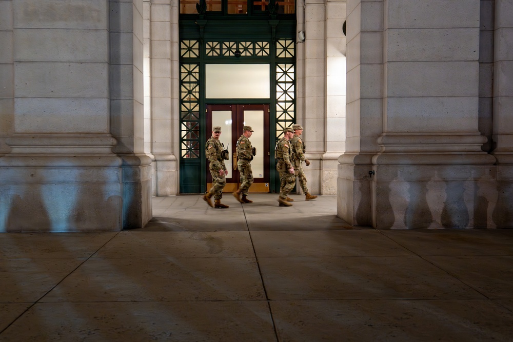 Guardsmen Patrol Union Station