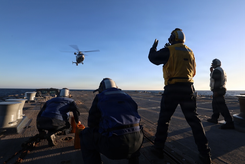 USS Paul Ignatius (DDG 117) conduct flight quarters with the Royal Moroccan Navy