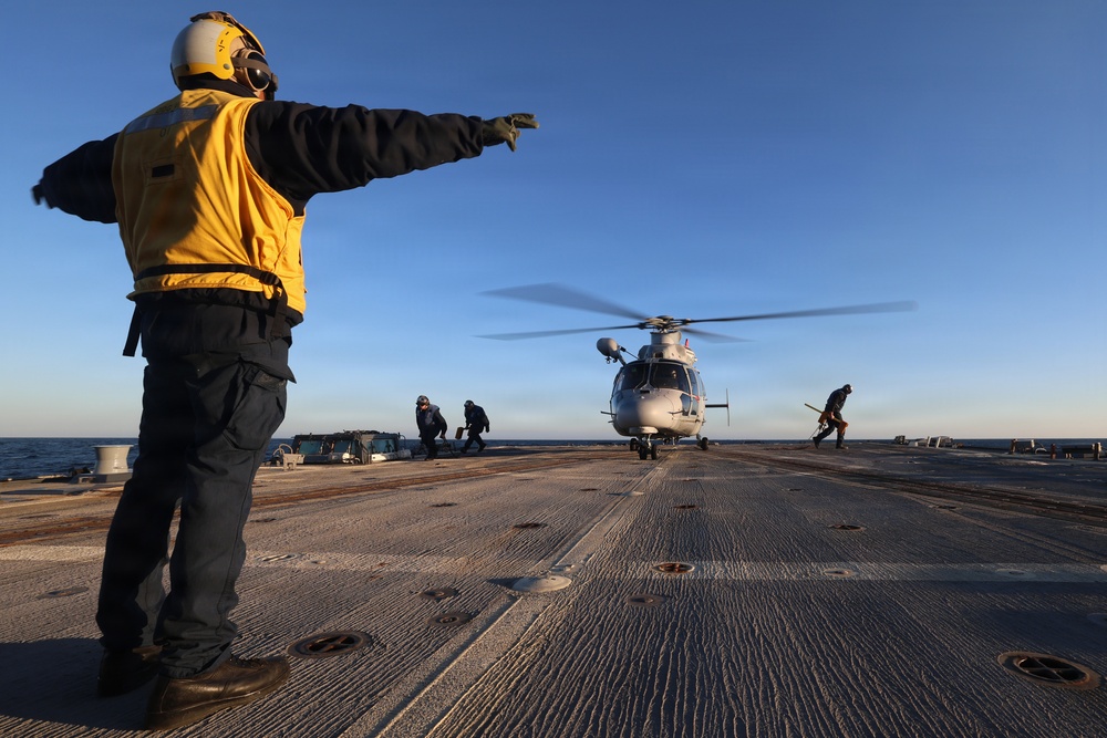 USS Paul Ignatius (DDG 117) conduct flight quarters with the Royal Moroccan Navy