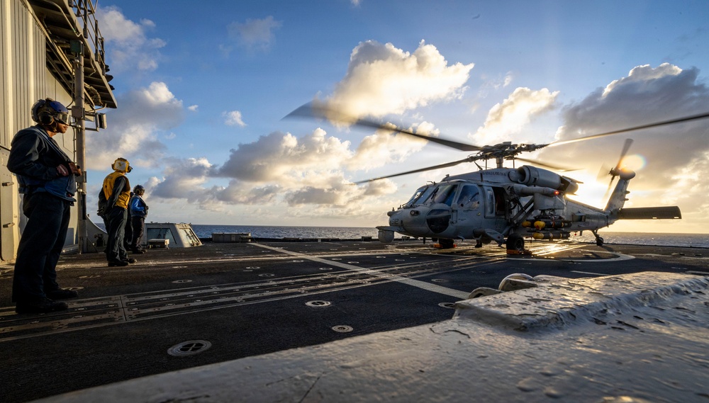 An MH-60R Sea Hawk Helicopter on the Flight Deck