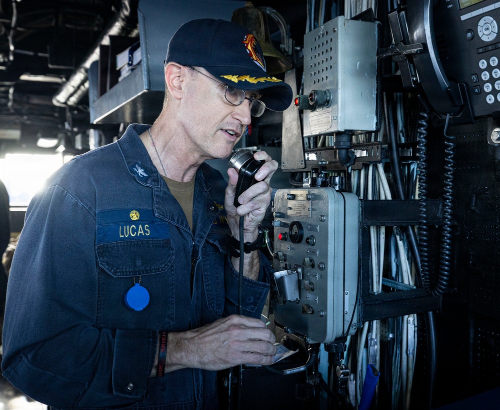 Capt. John Lucas , Commanding Officer Speaks to the Crew