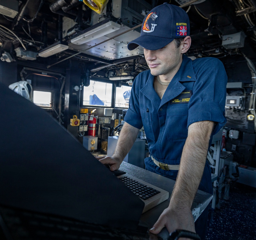 U.S. Sailor Stands Watch in the Pilothouse