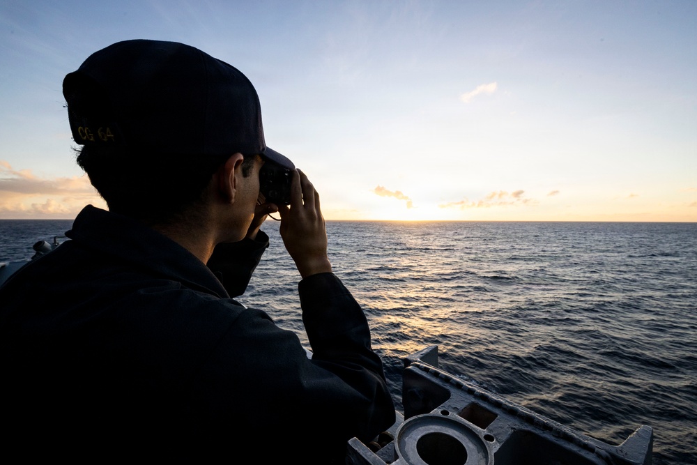 U.S. Sailor Stands Lookout on the Bridge