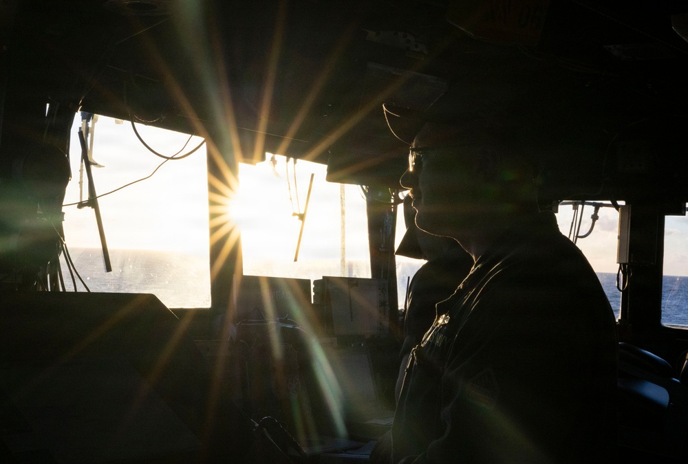U.S. Sailor Stands Watch in the Pilothouse