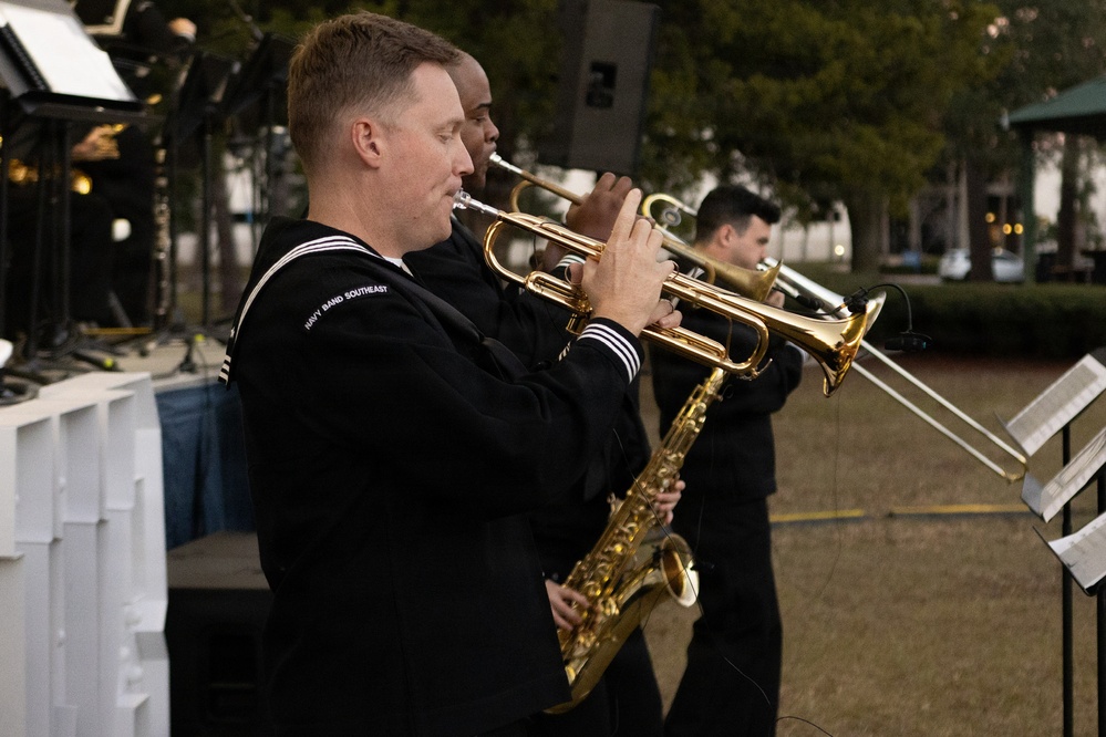 Navy Band Southeast's Big Band performs at MWR's Christmas Market and Music