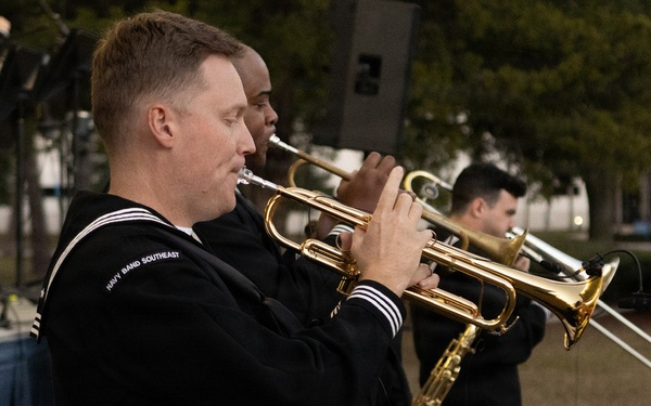 Navy Band Southeast's Big Band performs at MWR's Christmas Market and Music