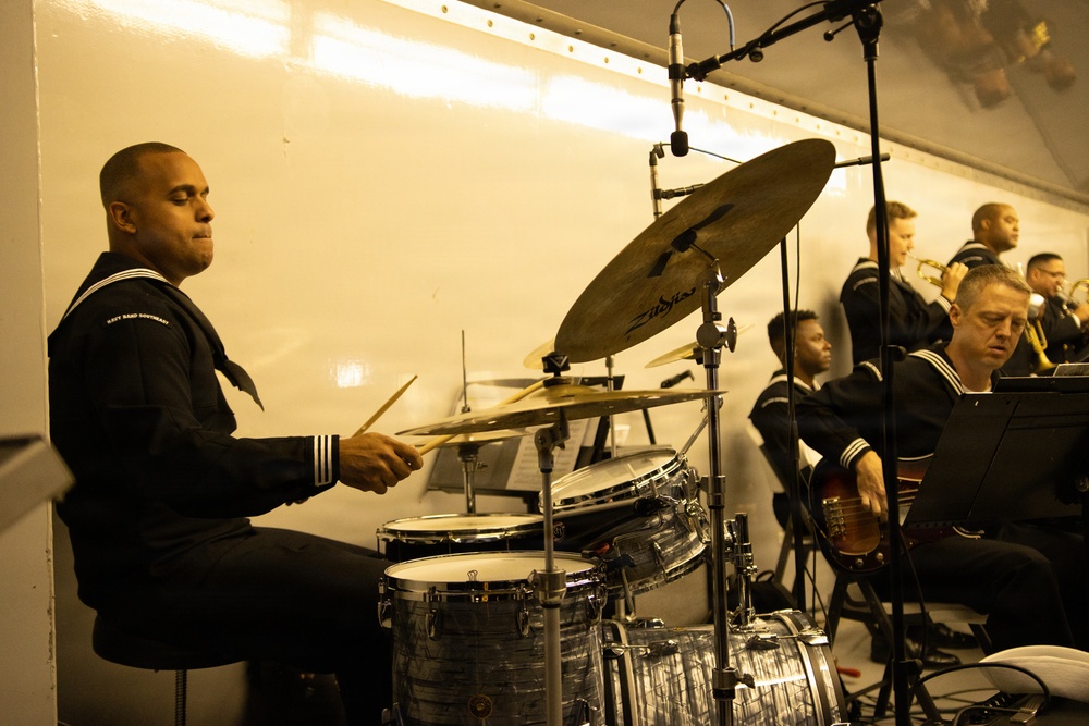 Navy Band Southeast's Big Band performs at MWR's Christmas Market and Music