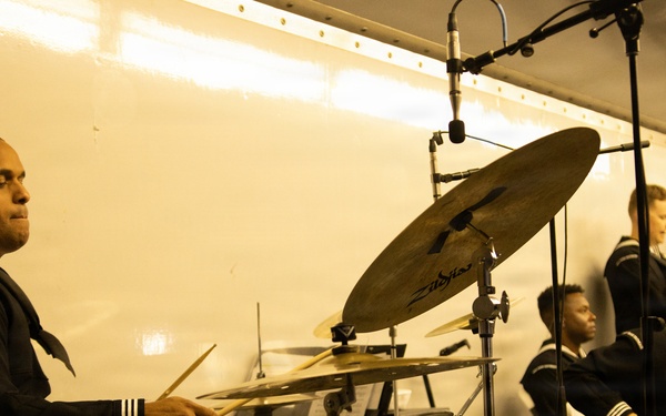 Navy Band Southeast's Big Band performs at MWR's Christmas Market and Music