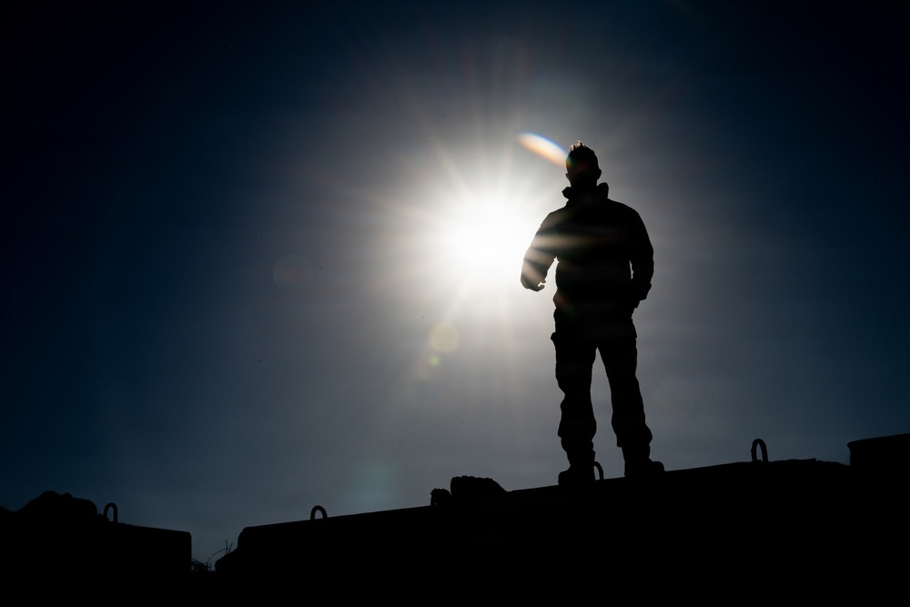 379 ECES EOD team practices controlled detonation procedure for base defense