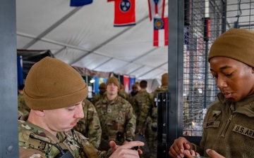 Mississippi National Guard service members prepare to go on patrol in Washington, D.C.