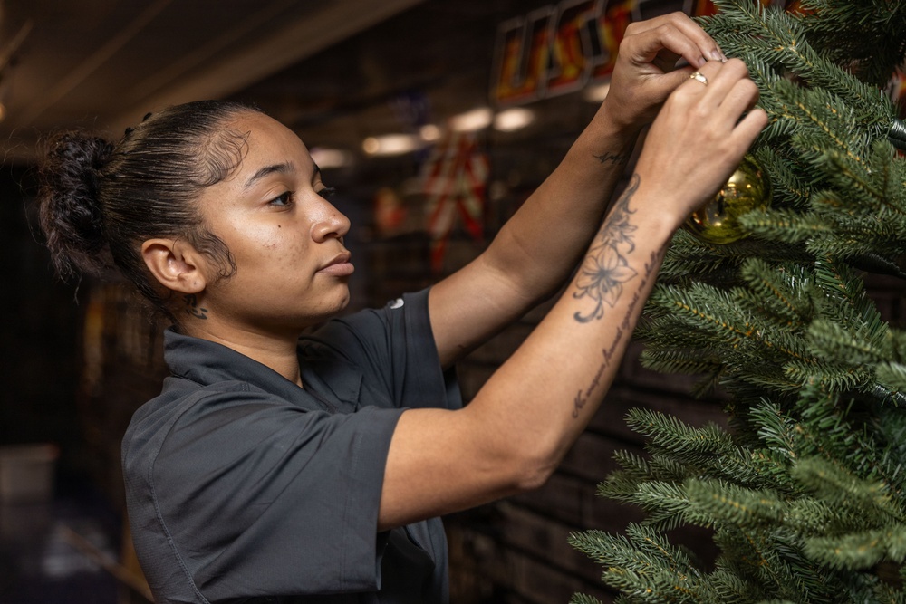 Iwo Jima Sailors Decorate For Christmas