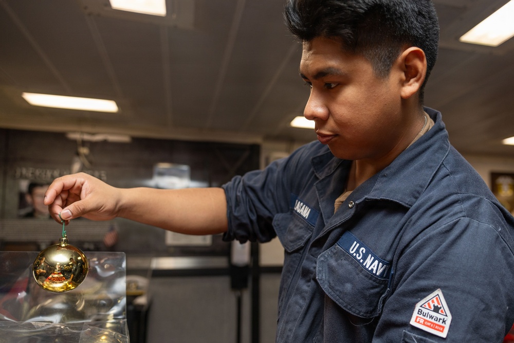 Iwo Jima Sailors Decorate For Christmas