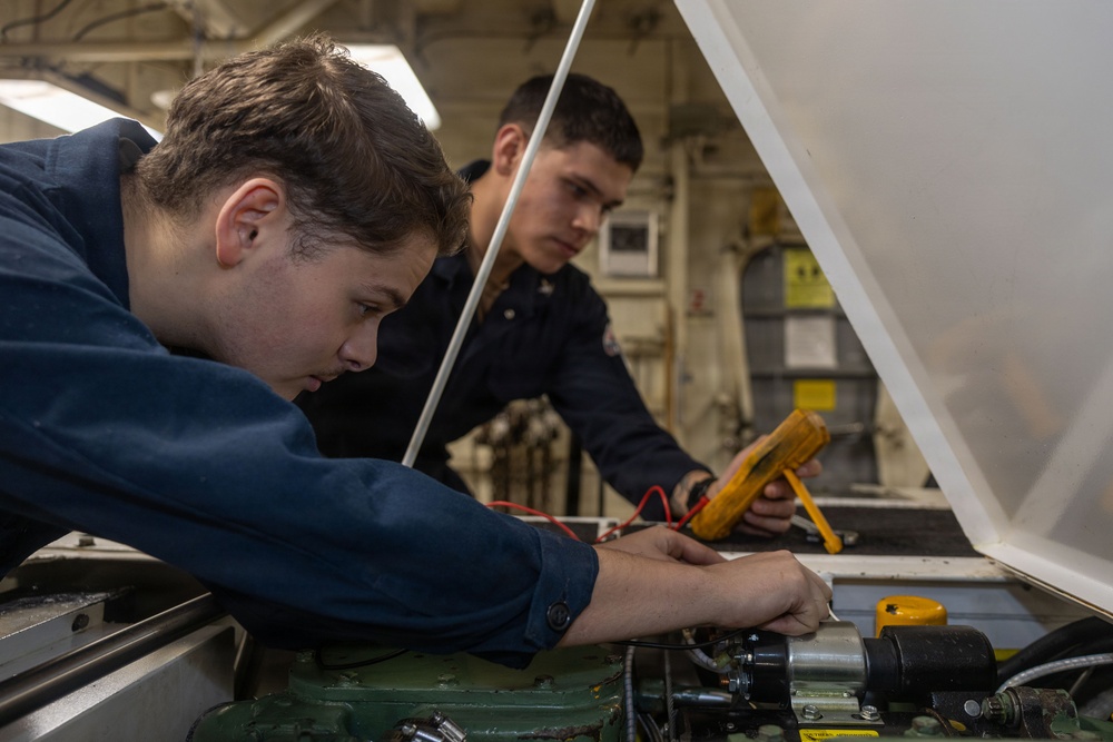 USS Iwo Jima Sailors conduct Maintenance on Aviation Equipment