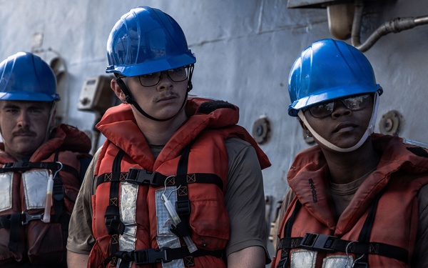USS Bainbridge Replenishment-at-Sea with USNS Robert E. Peary