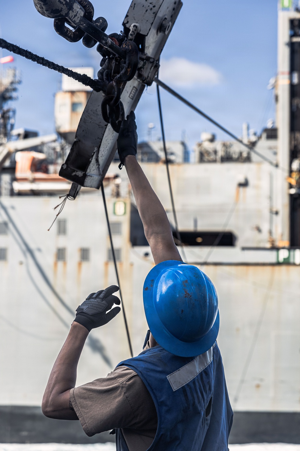 USS Bainbridge Replenishment-at-Sea with USNS Robert E. Peary