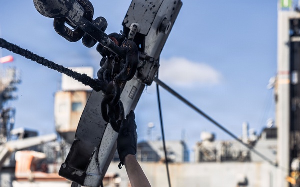 USS Bainbridge Replenishment-at-Sea with USNS Robert E. Peary