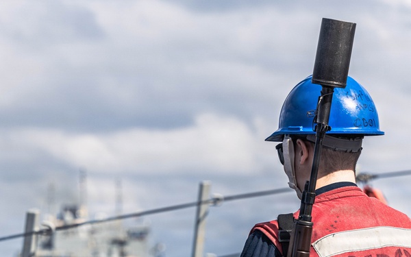 USS Bainbridge Replenishment-at-Sea with USNS Robert E. Peary