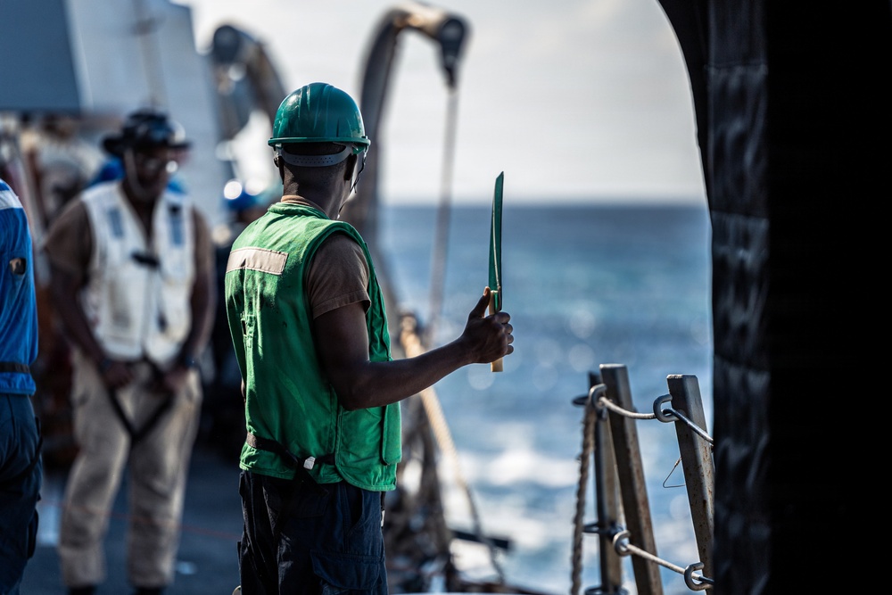 USS Bainbridge Replenishment-at-Sea with USNS Robert E. Peary