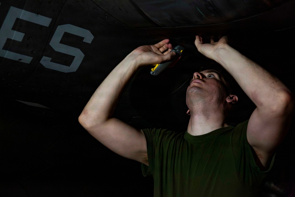 Abraham Lincoln conducts routine aircraft maintenance