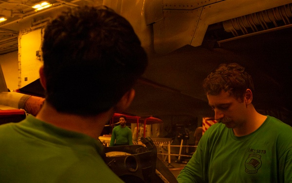 Abraham Lincoln conducts routine aircraft maintenance