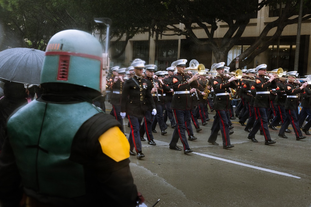 West Coast Composite Band performs at the 2025 Rose Parade